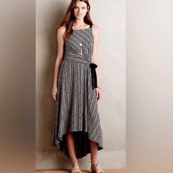 Anthropologie Maeve Salsola Striped High Low Tie Waist Dress - Picture 9 of 9